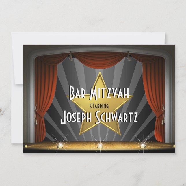 Bar Mitzvah Movie Star Invitación (Anverso)