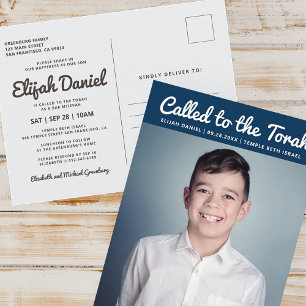 Bar Mitzvah Personalizado simple Invitación a foto