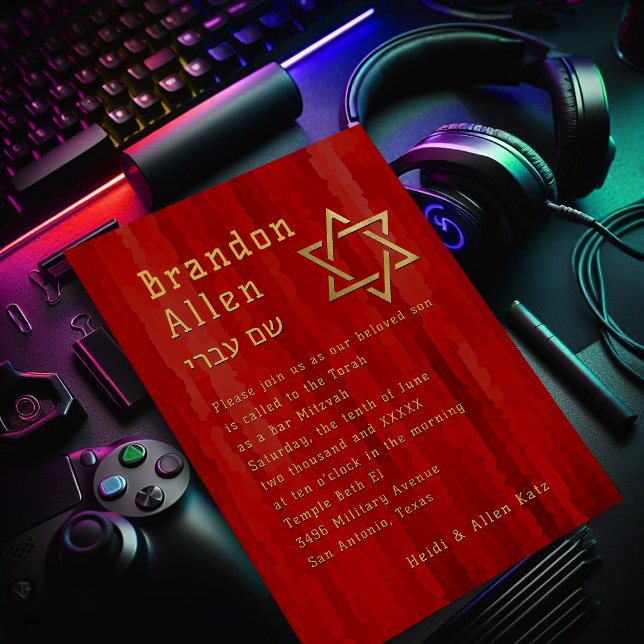 Bar Mitzvah Red Streaks Invitación (Subido por el creador)