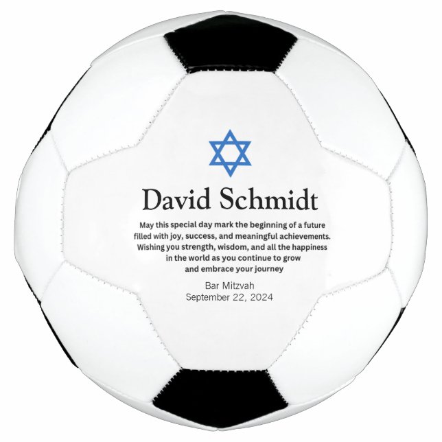 Bar Mitzvah Regalos de la pelota de fútbol para ni (Anverso)
