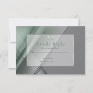 Bar Mitzvah RSVP Carbón verde contemporáneo