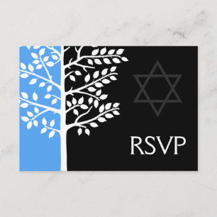 Bar Mitzvah RSVP del Árbol Negro Azul