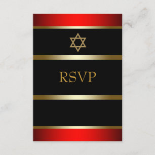 Bar Mitzvah RSVP Rojo Negro Oro