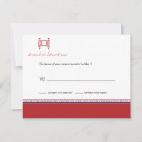 Bar Mitzvah Torah Crimson Reply Card Invitación