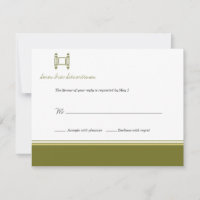 Bar Mitzvah Torah Olive Reply Card Invitación