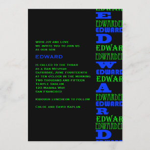Bar moderno Guay Mitzvah Invitación Black Blue