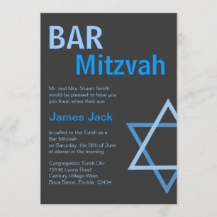 Bar moderno Invitación Mitzvah - Azul y gris