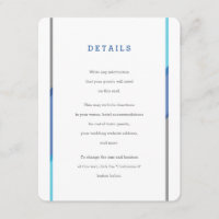 Bar moderno Mitzvah Invitación Insertar | Azul + V