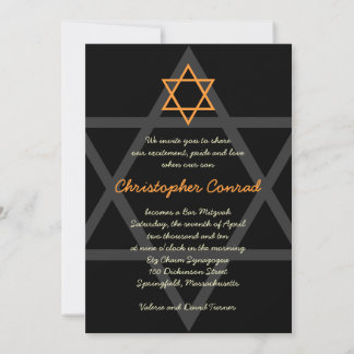 Bar negro y Naranja Invitación a Mitzvah