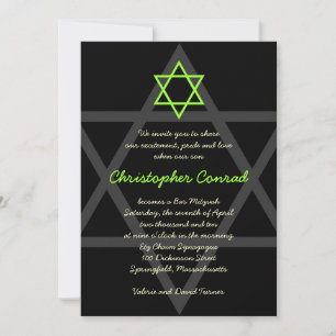Bar negro y verde Mitzvah Invitación