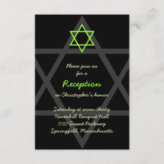 Bar negro y verde Mitzvah Recepción Tarjeta de ins