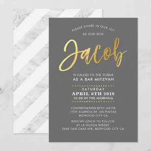 Bar personalizado Mitzvah Invitación para Jacob gr