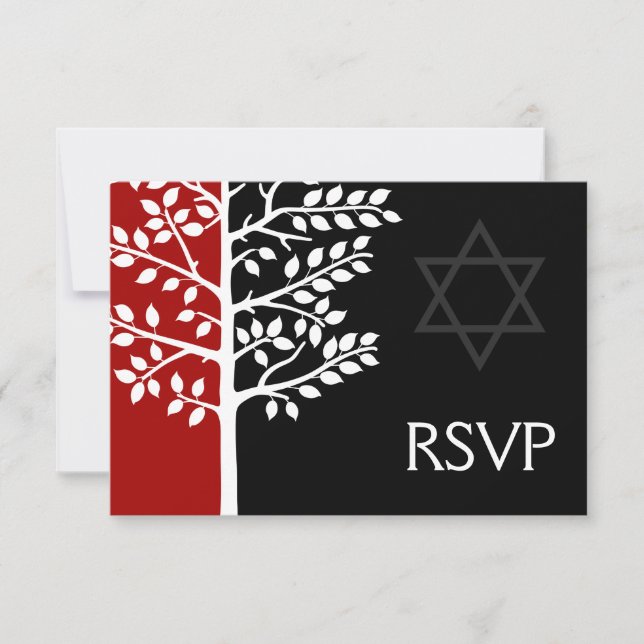 Bar Red Black Tree de Life Mitzvah RSVP (Anverso)