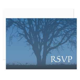Bar Rustic Blue Tree of Life Mitzvah RSVP