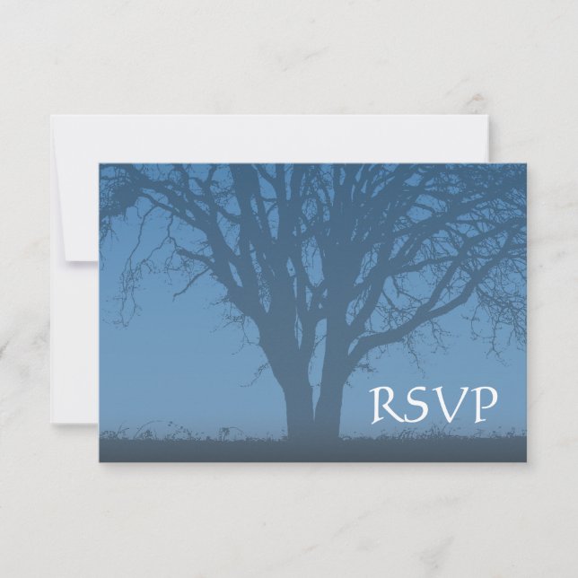 Bar Rustic Blue Tree of Life Mitzvah RSVP (Anverso)