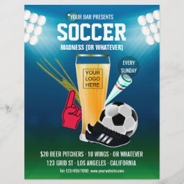 Bar Soccer Event Menu agrega logotipo y foto