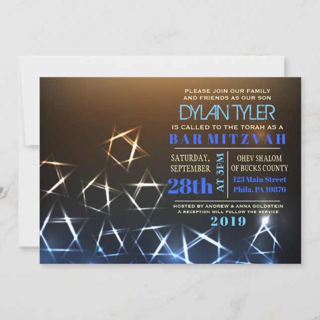 Bar STARS and LIGHTS Bat Mitzvah Invitación (Anverso)