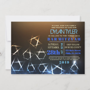 Bar STARS and LIGHTS Bat Mitzvah Invitación