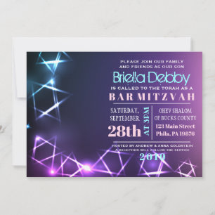 Bar STARS and LIGHTS Bat Mitzvah Invitación