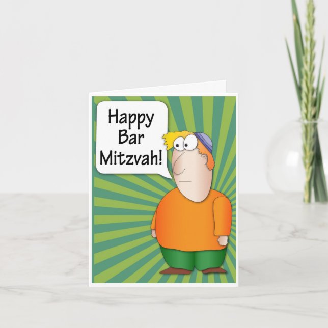 Bar Tarjeta de bienvenida Mitzvah - personaje de J (Anverso)