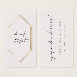 Bar Ticket Drink Token Wedding Reception Card C100