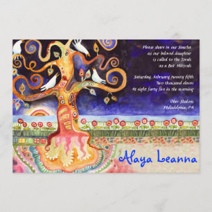 Bar "Tree of Life" Bat Mitzvah Invitación