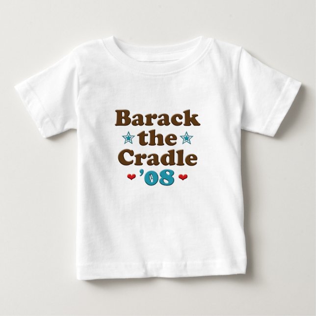 Barack la camiseta del bebé de Obama de la cuna 08 (Anverso)