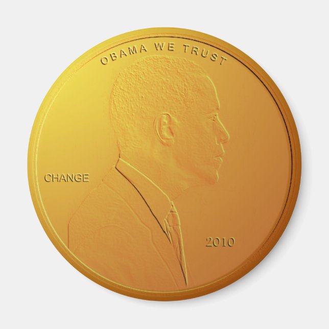 Barack Obama brillante imán circular de penny (Frente)