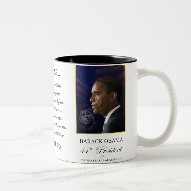 Barack Obama con John F. Kennedy - taza (Derecha)