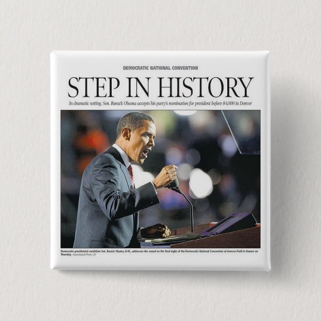 Barack Obama: Paso en botón de la historia (Anverso)