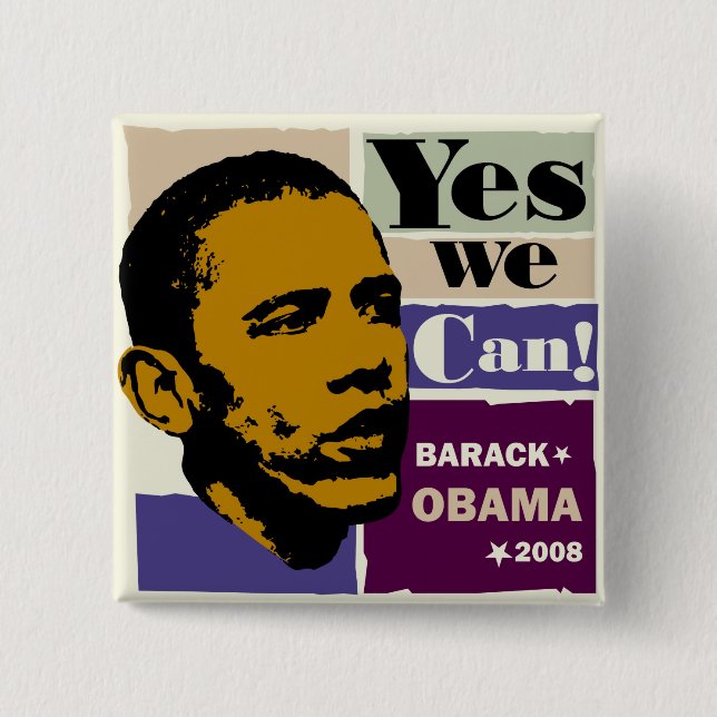 Barack Obama "podemos sí!" Botón (Anverso)