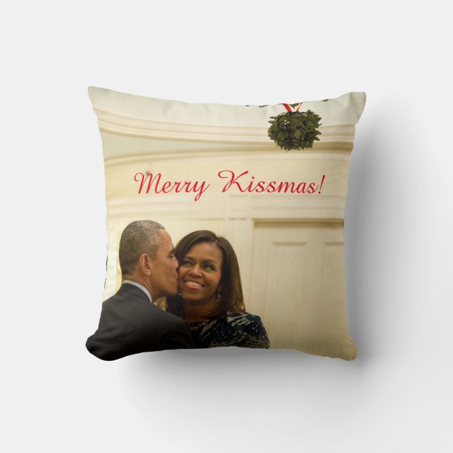 Barack y Michelle feliz Kissmas - almohada (Anverso)