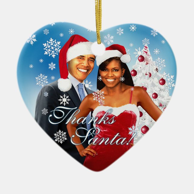 Barack y ornamento del navidad de Michelle Obama (Frente)