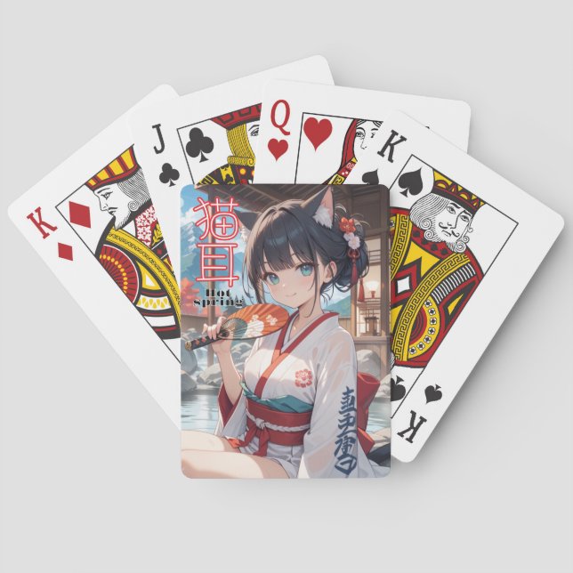 BARAJA DE CARTAS 温泉に入る猫耳娘 (Reverso)