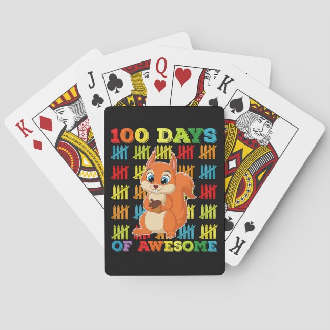 Baraja De Cartas 100 días de asombrosa ardilla 100 días de escuela (Reverso)