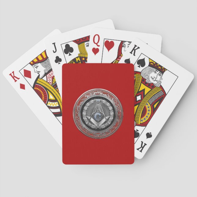 Baraja De Cartas [100] Master Mason - Silver Square & Compass (Reverso)
