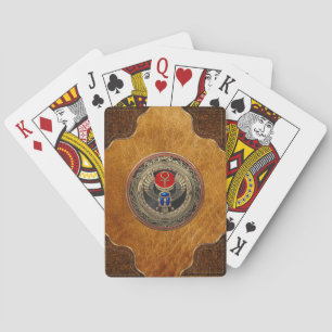Baraja De Cartas [100] Sagrado Scarab egipcio alado de oro con Ankh