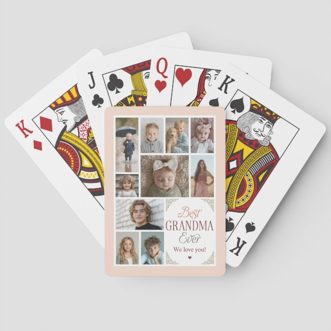 Baraja De Cartas 10 Mejor Abuela De Collage de fotos (Reverso)