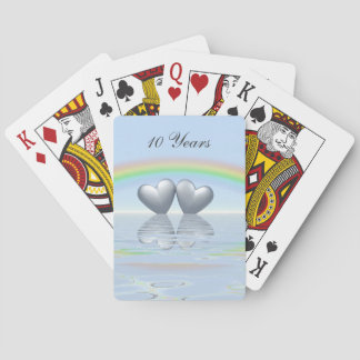 Baraja De Cartas 10mo Corazones de la lata del aniversario