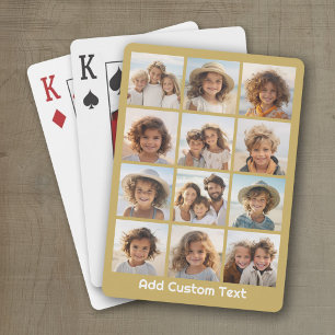 Baraja De Cartas 12 Colaje de Fotos con Fondo Dorado