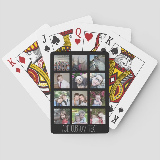 Baraja De Cartas 12 Colaje de Fotos - Fondo Negro Minimalista Moder (Reverso)