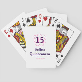 Baraja De Cartas 15.ª quinceañera feliz cumpleaños púrpura rosa