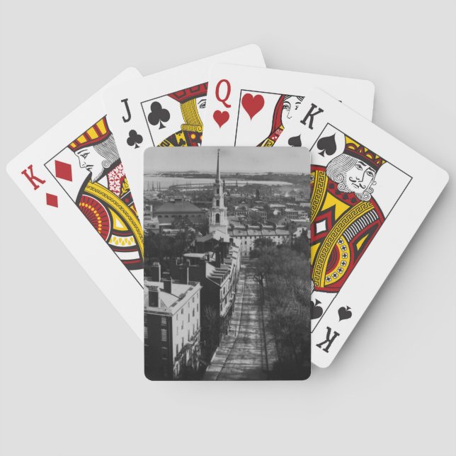 Baraja De Cartas 1859:  Vista de Boston desde la Casa de Gobierno (Reverso)