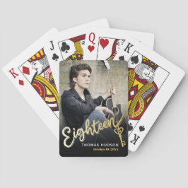 Baraja De Cartas 18 años dieciocho foto clave de oro negro