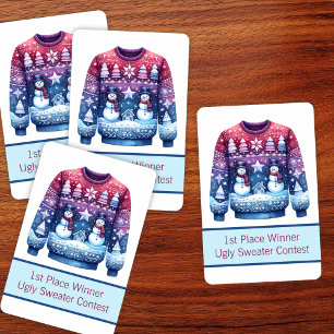 Baraja De Cartas 1.ᵉʳ Ganador Ugly Sweater Blue Red Purple