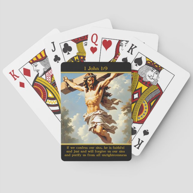 Baraja De Cartas 1 John 1:9 Majestuoso paisaje radiante cruzado (Reverso)