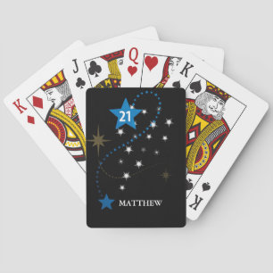 Baraja De Cartas 21 años azul y negro personalizado