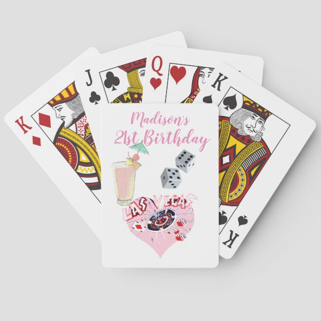 Baraja De Cartas 21st Birthday Las Vegas pink  (Reverso)