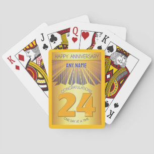 Baraja De Cartas 24 Año Rayo Dorado 12 Pasos NOMBRE PERSONALIZADO