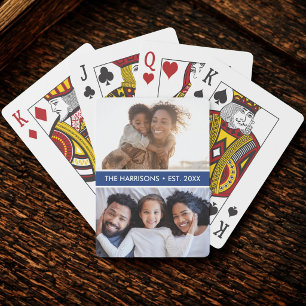 Baraja De Cartas 2 Fotos de Familia Nombre o Texto Personalizado, S